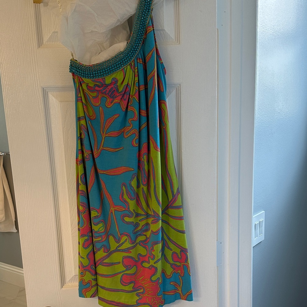 Lilly Pulitzer One Shoulder Dress - Blue and Green